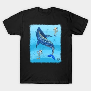 Colorful Blue Whale Skeleton - Dia De Los Muertos - Snorkeling Skeleton T-Shirt